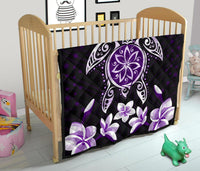 Hawaiian Violet Turtle Plumeria Quilt - Polynesian Pride
