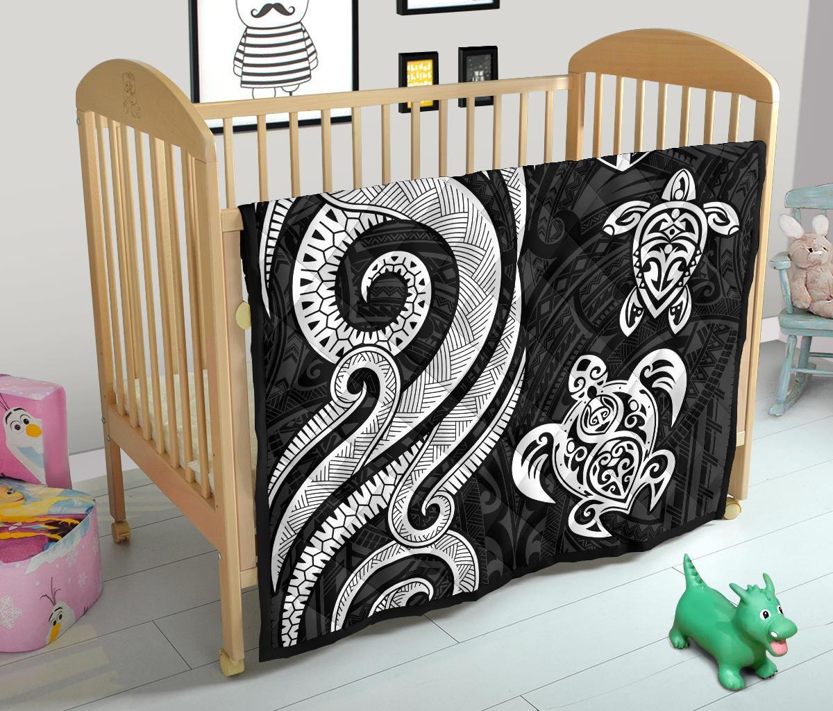 Fiji Polynesian Premium Quilt - White Tentacle Turtle - Polynesian Pride