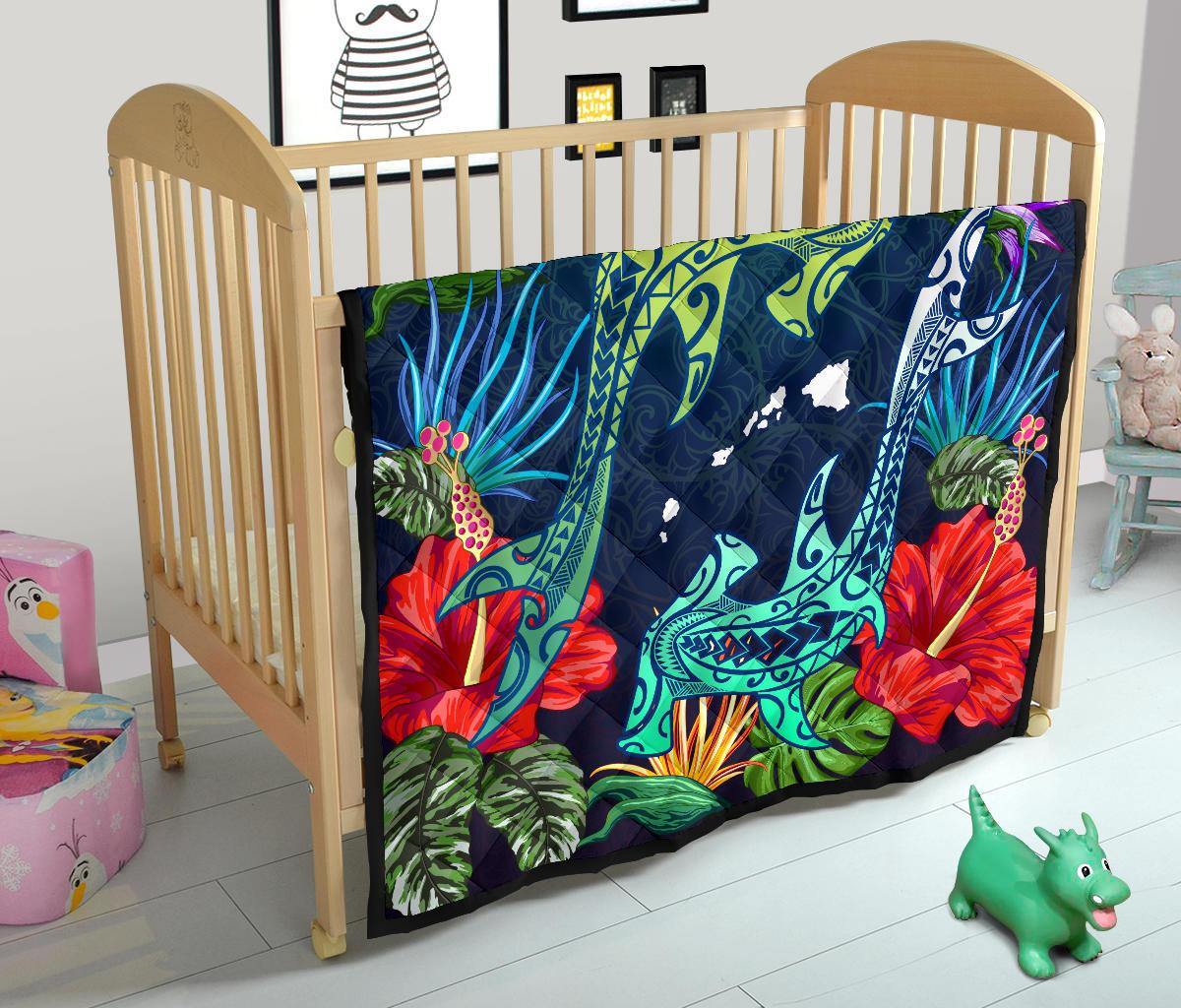 Hawaii Shark Tropical Color Premium Quilt - Polynesian Pride