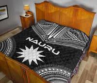 Nauru Premium Quilt - Nauru Flag Polynesian Chief Black Version - Polynesian Pride