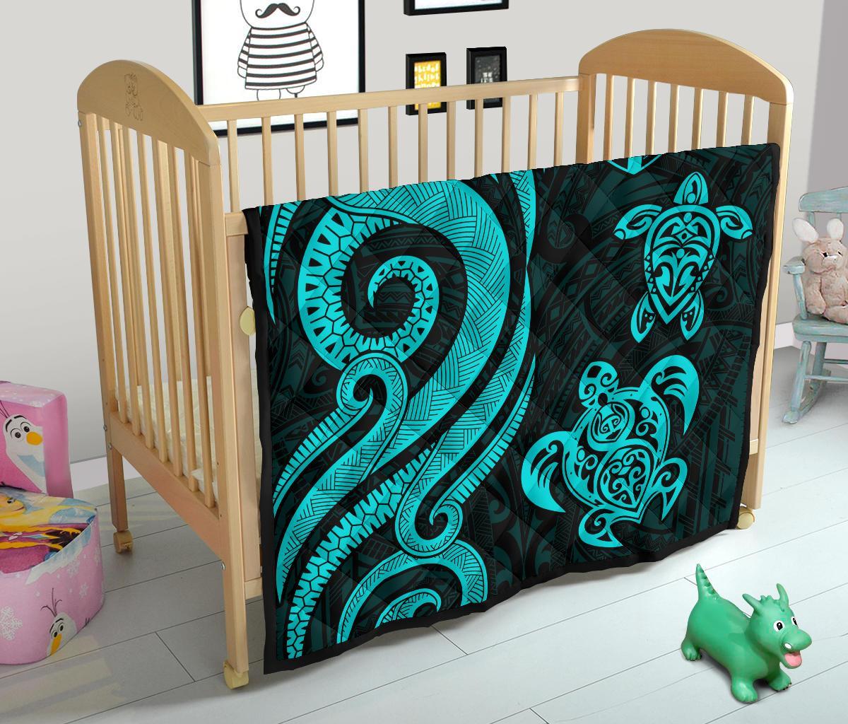 Fiji Polynesian Premium Quilt - Turquoise Tentacle Turtle - Polynesian Pride