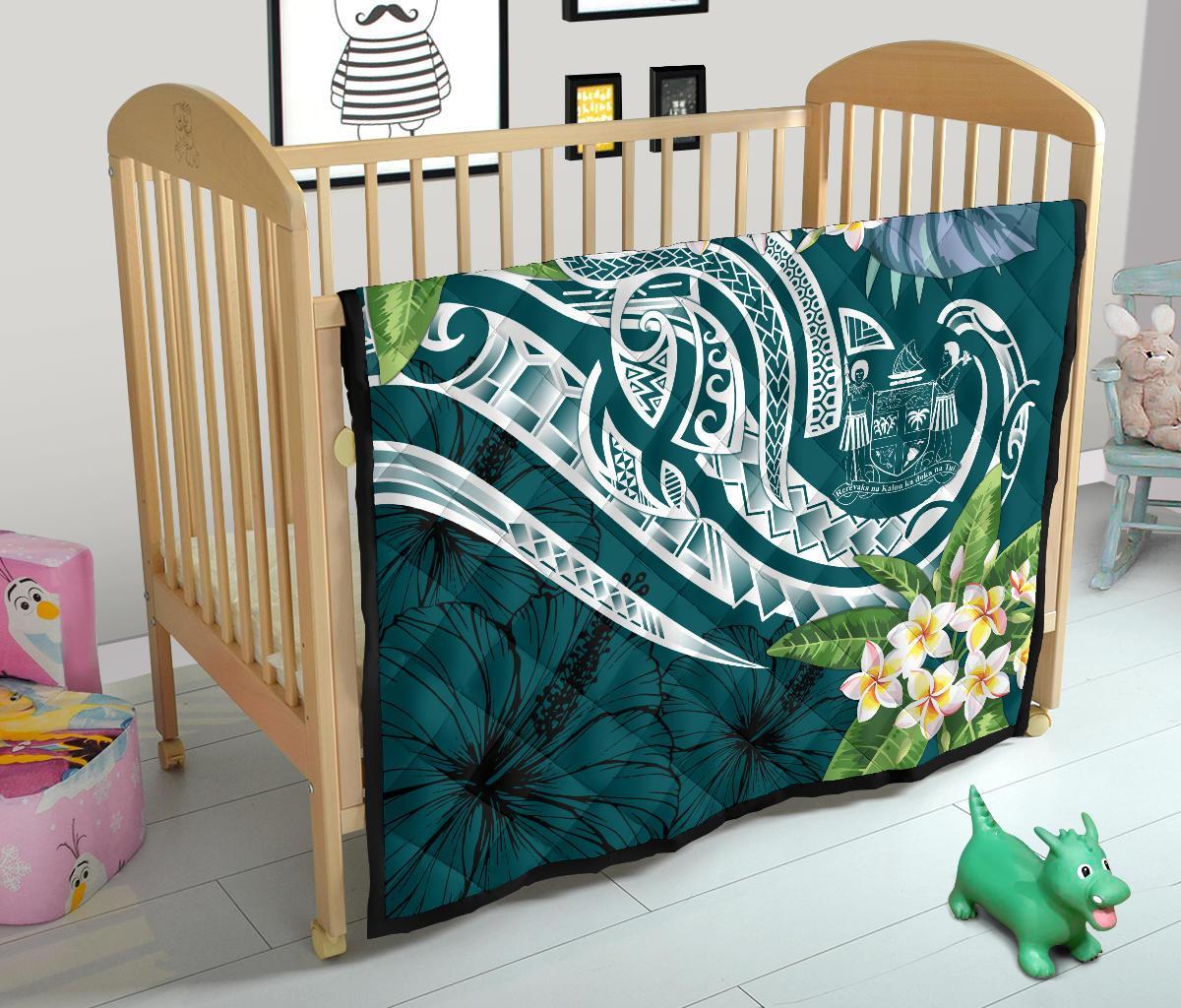 Fiji Polynesian Premium Quilt - Summer Plumeria (Turquoise) - Polynesian Pride