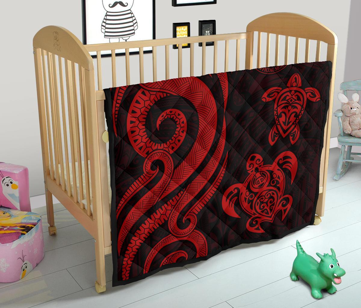 Northern Mariana Premium Quilt - Red Tentacle Turtle - Polynesian Pride