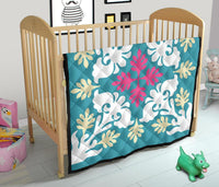 Hawaiian Leaves Tropical Pattern Premium Quilt - Pastel And White - Argu Style - AH - Polynesian Pride