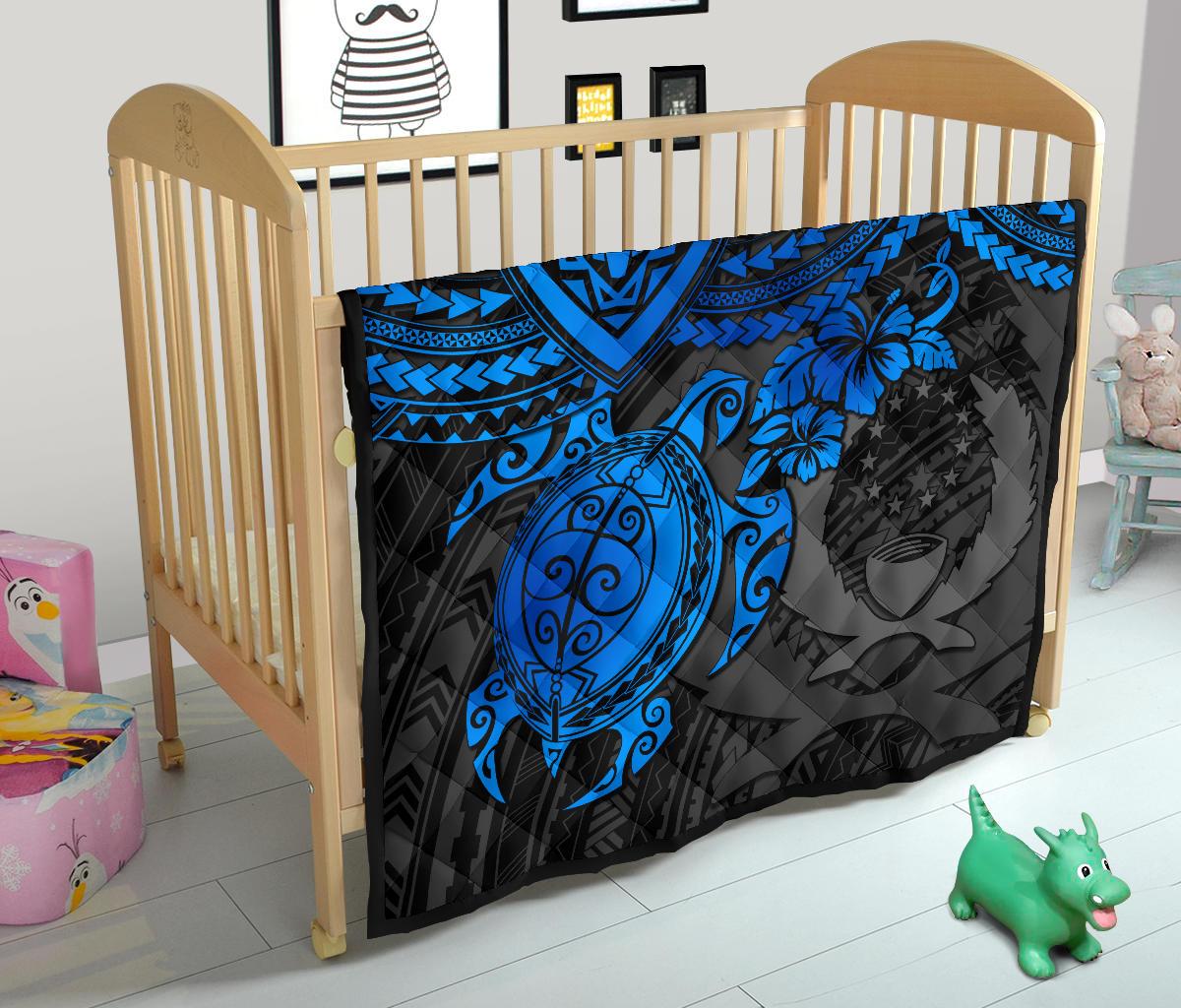 Pohnpei Polynesian Premium Quilt - Polynesian Blue Turtle - Polynesian Pride