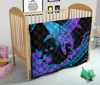 Hawaii Whale Polynesian Hibiscus Premium Quilt - Lae Style - Polynesian Pride