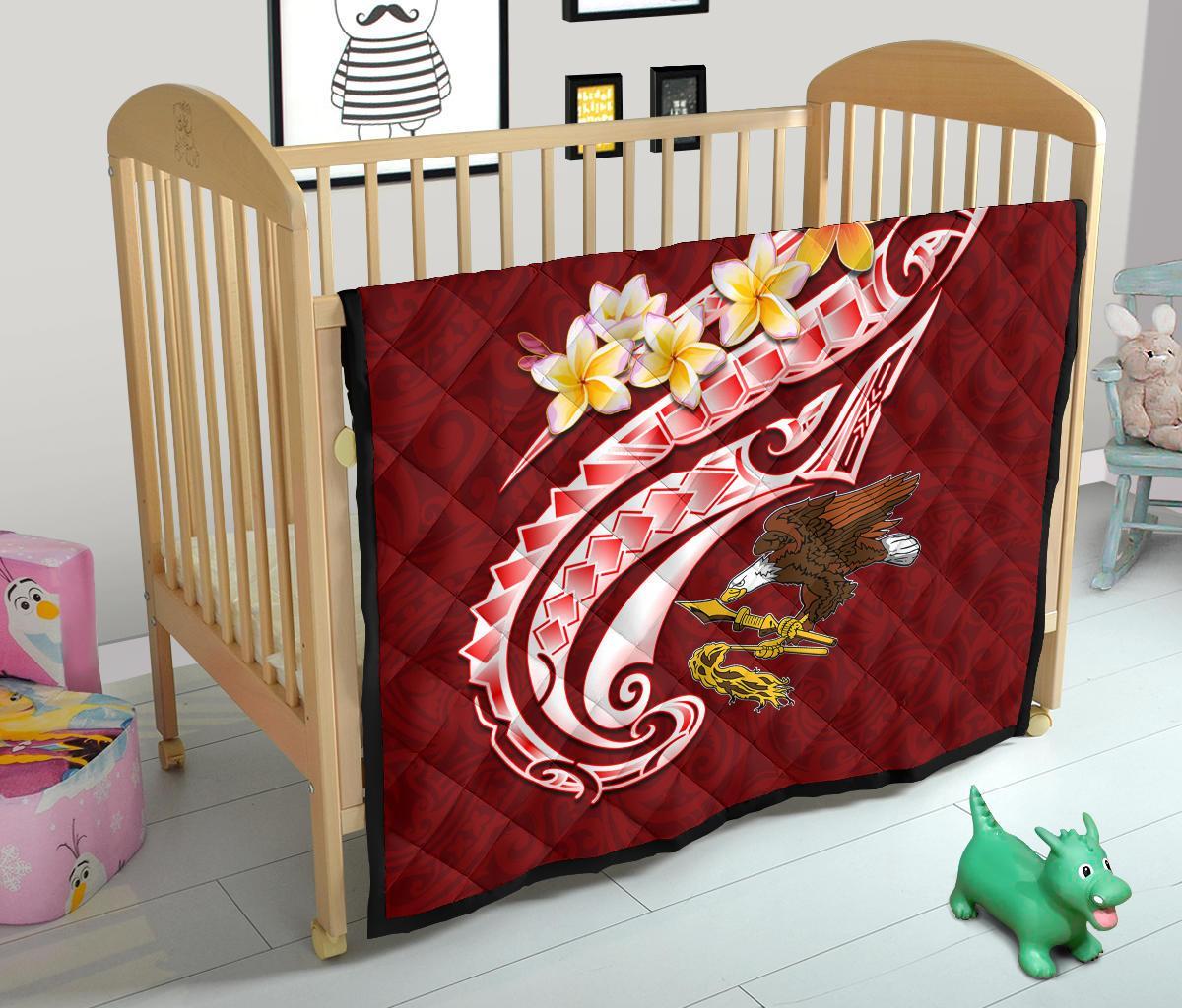 American Samoa Premium Quilt - AS Seal Polynesian Patterns Plumeria - Polynesian Pride