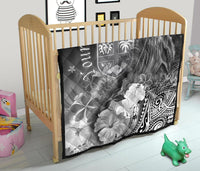 Fiji Custom Personalised Premium Quilt - Humpback Whale with Tropical Flowers (White) - Polynesian Pride