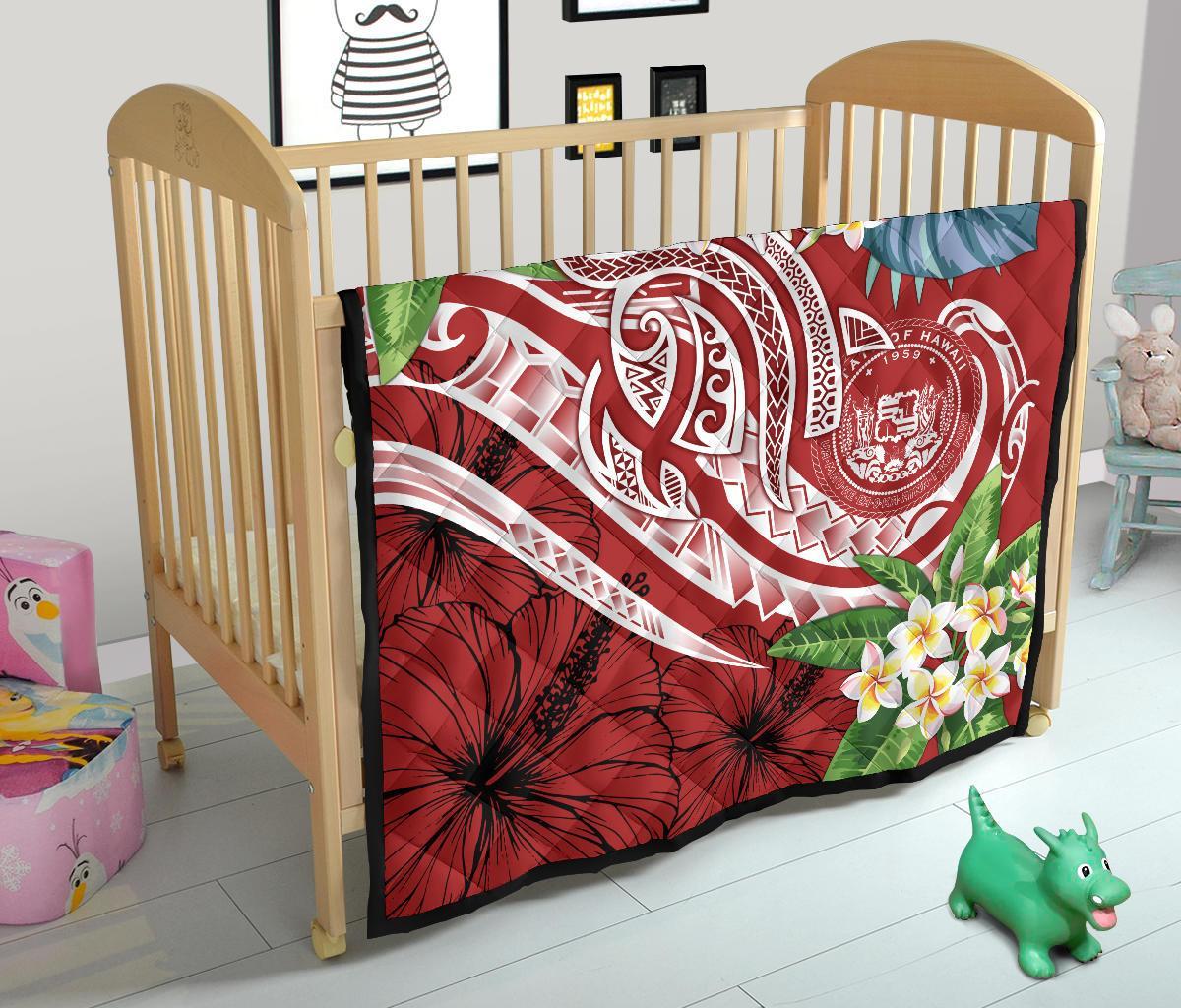 Polynesian Hawaii Premium Quilt - Summer Plumeria (Red) - Polynesian Pride