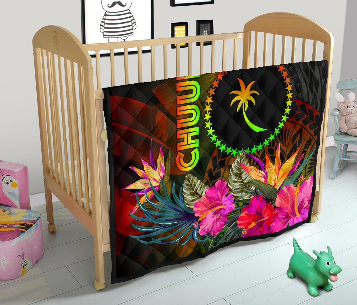 Chuuk Polynesian Premium Quilt - Hibiscus and Banana Leaves - Polynesian Pride