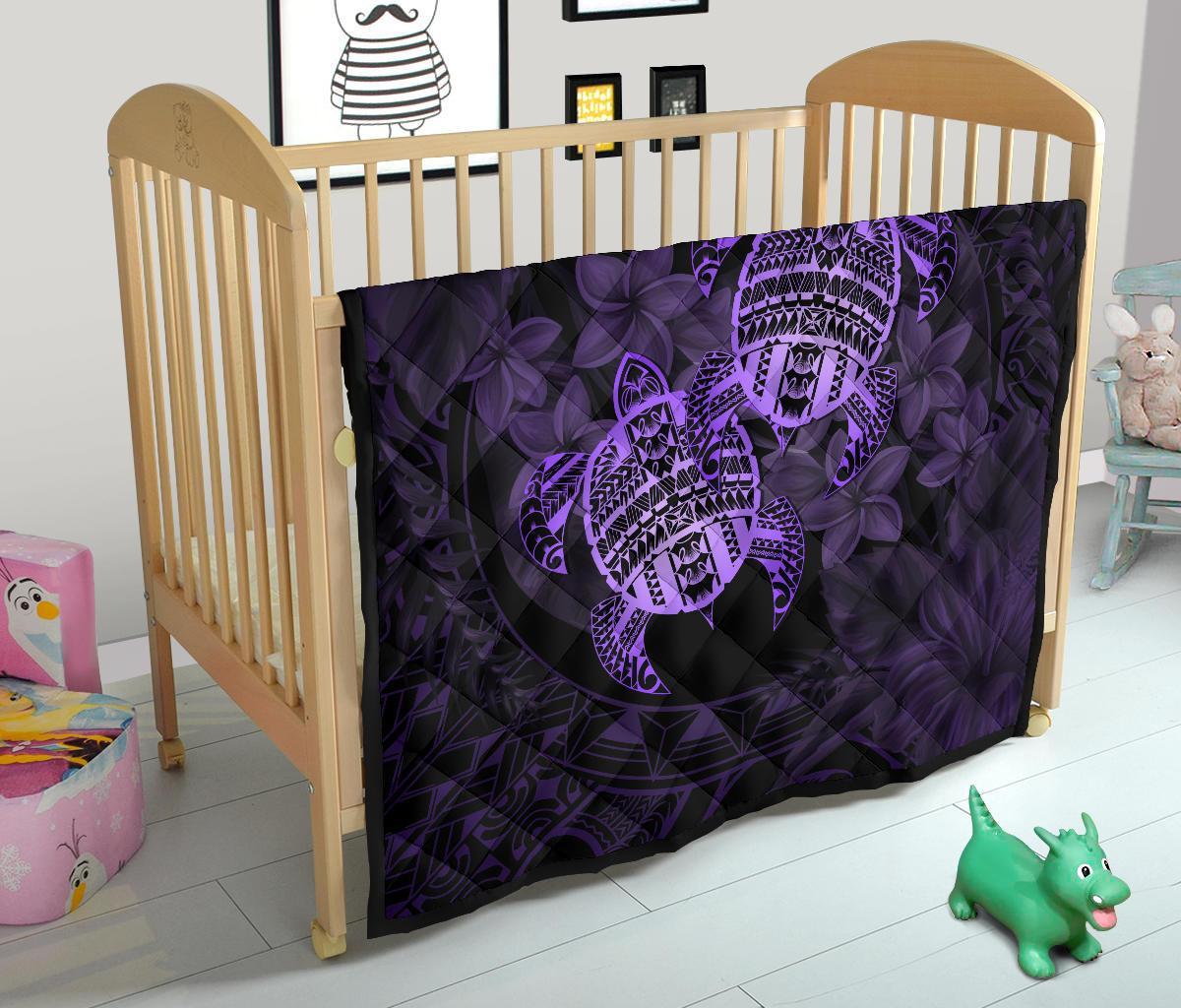 Hawaii Premium Quilt - Turtle Strong Pattern Hibiscus Plumeria Violet AH - Polynesian Pride