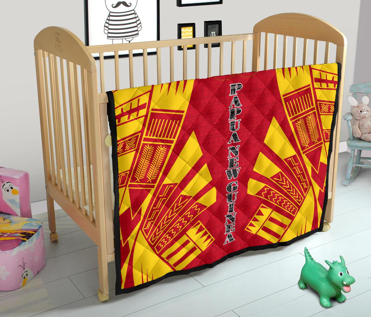 Papua New Guinea Premium Quilt - Papua New Guinea Coat Of Arsms Polynesian Yellow Tattoo - Polynesian Pride