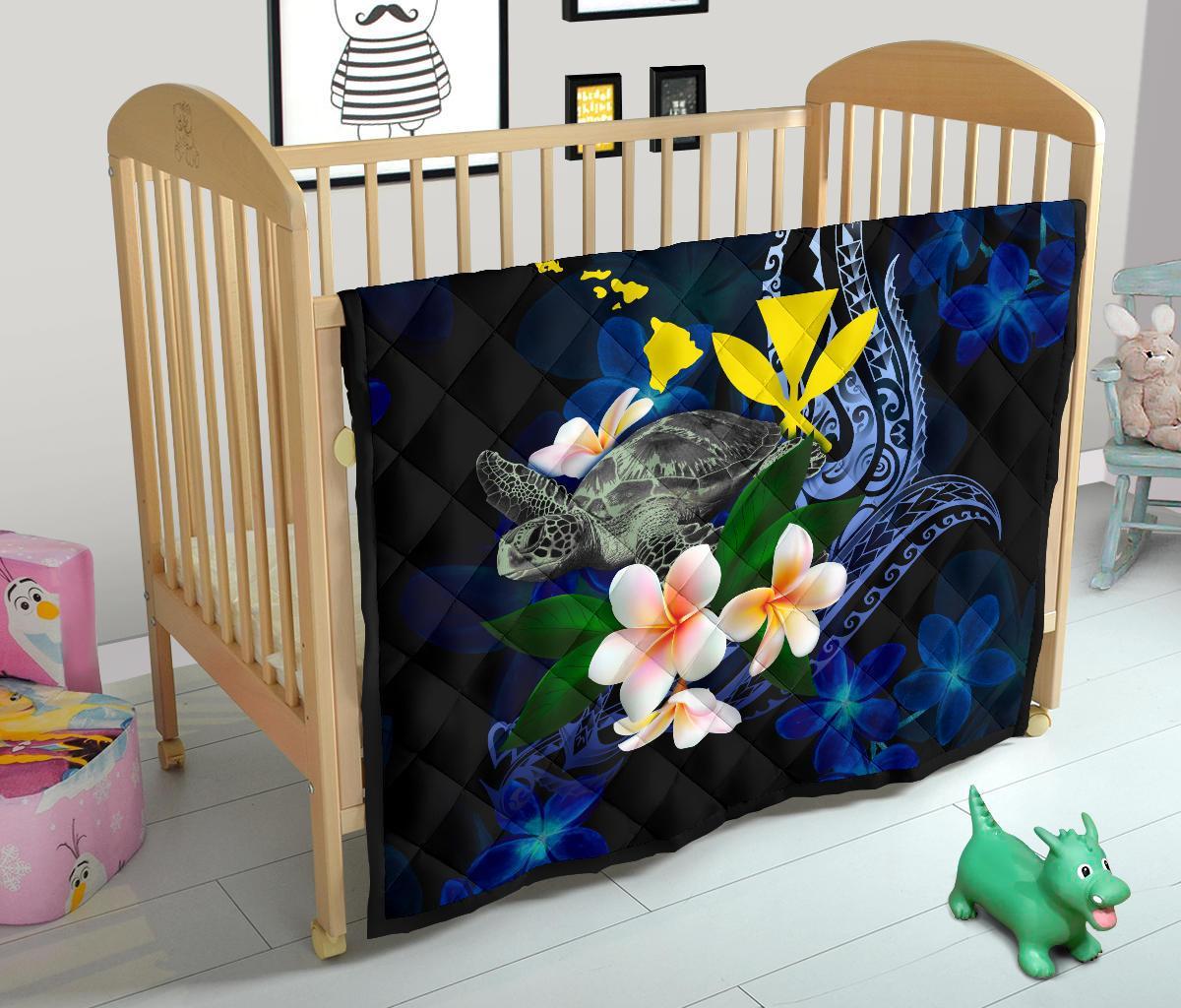 Polynesian Hawaii Premium Quilt - Turtle With Plumeria Flowers - Polynesian Pride