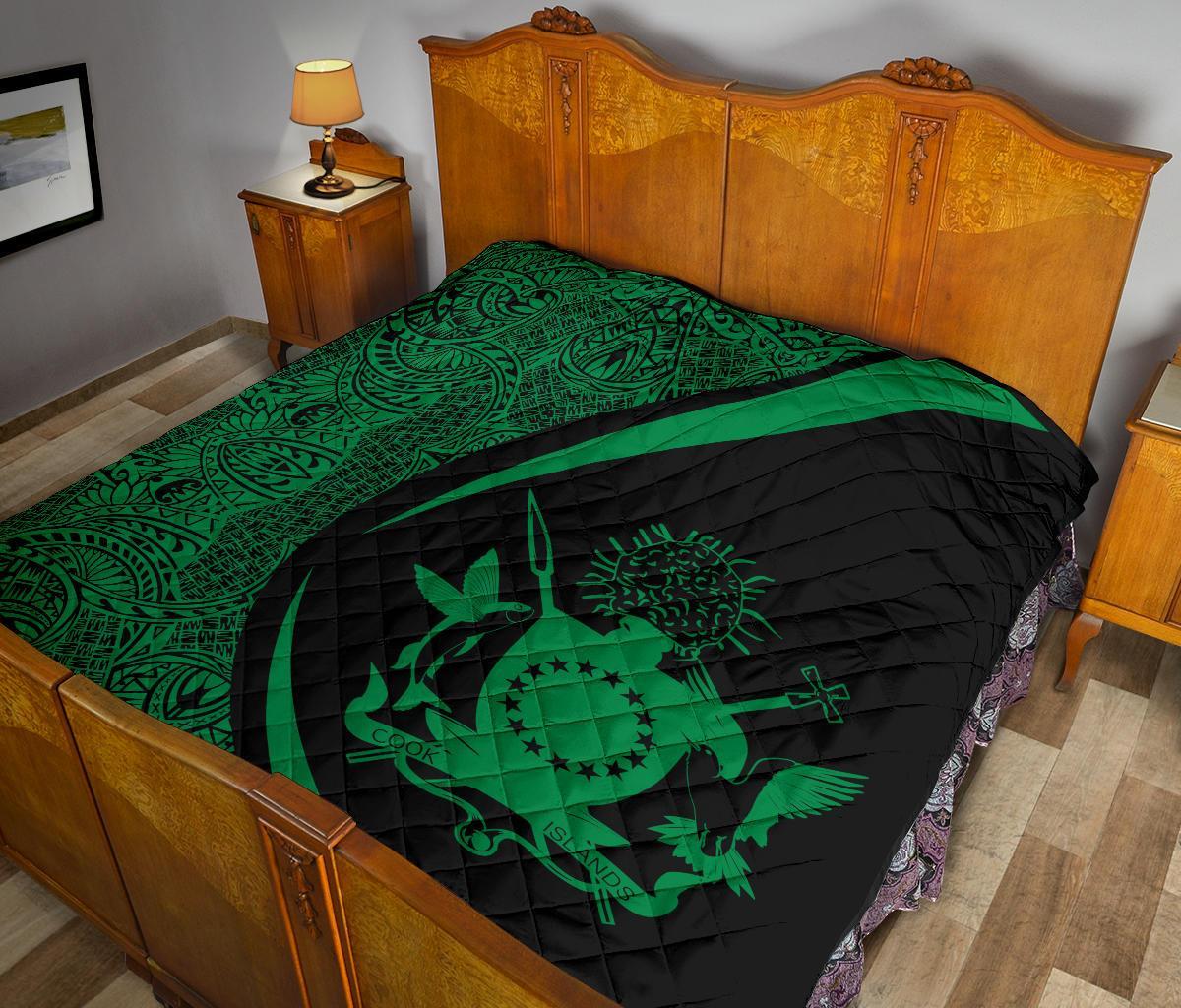 Cook Islands Coat Of Arms Polynesian Premium Quilt - Circle Style - 08 - Polynesian Pride