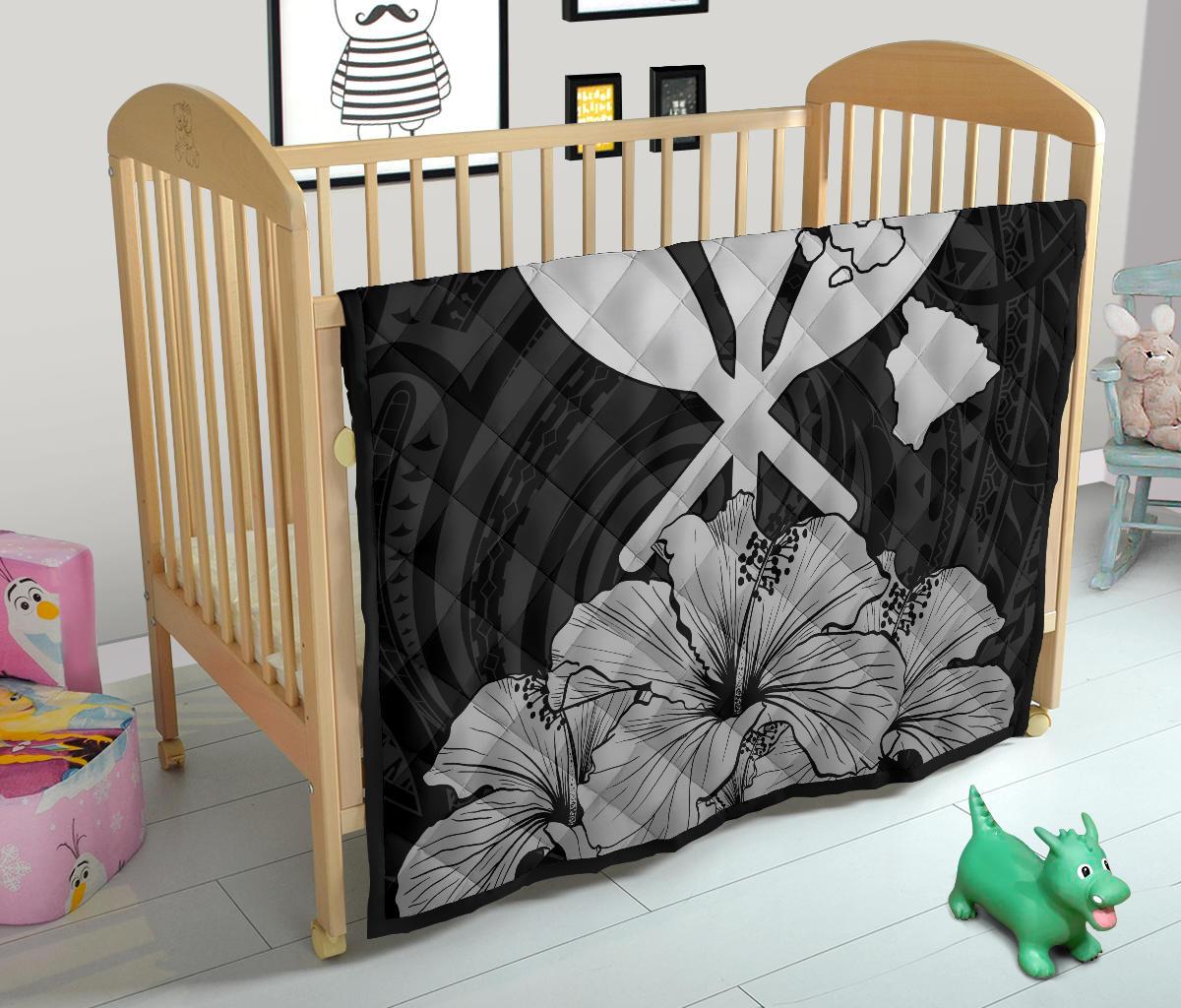 Hawaiian Kanaka Premium Quilt Hibiscus Polynesian Love Gray - Polynesian Pride