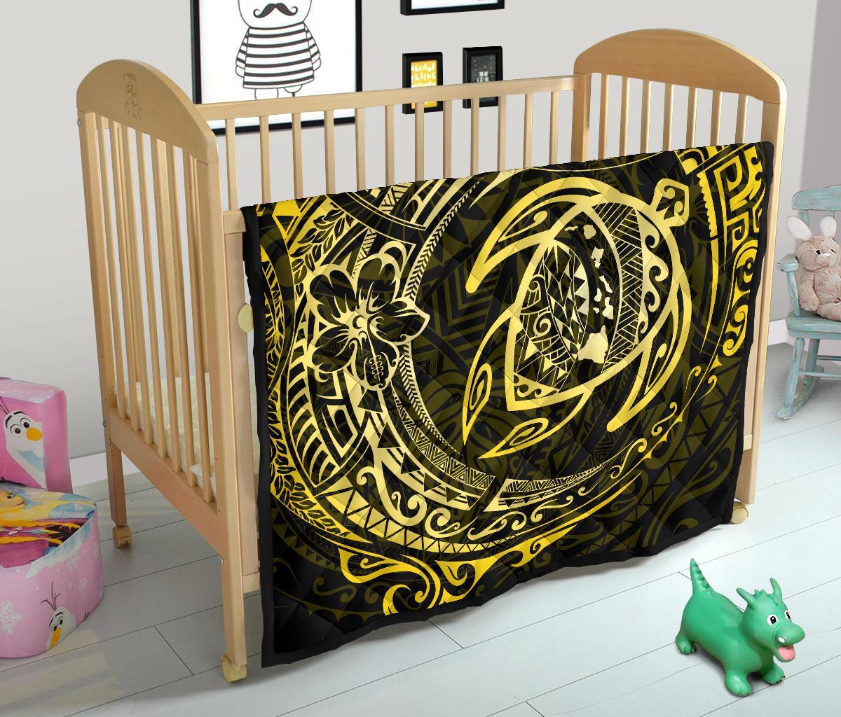 Hawaiian Turtle Polynesian Yellow Premium Quilt - Polynesian Pride