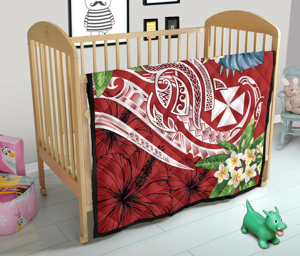 Wallis and Futuna Polynesian Premium Quilt - Summer Plumeria (Red) - Polynesian Pride