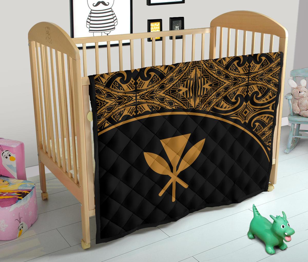 Hawaii Polynesian Premium Quilt - Yellow Kanaka Maoli Curve Version - Polynesian Pride