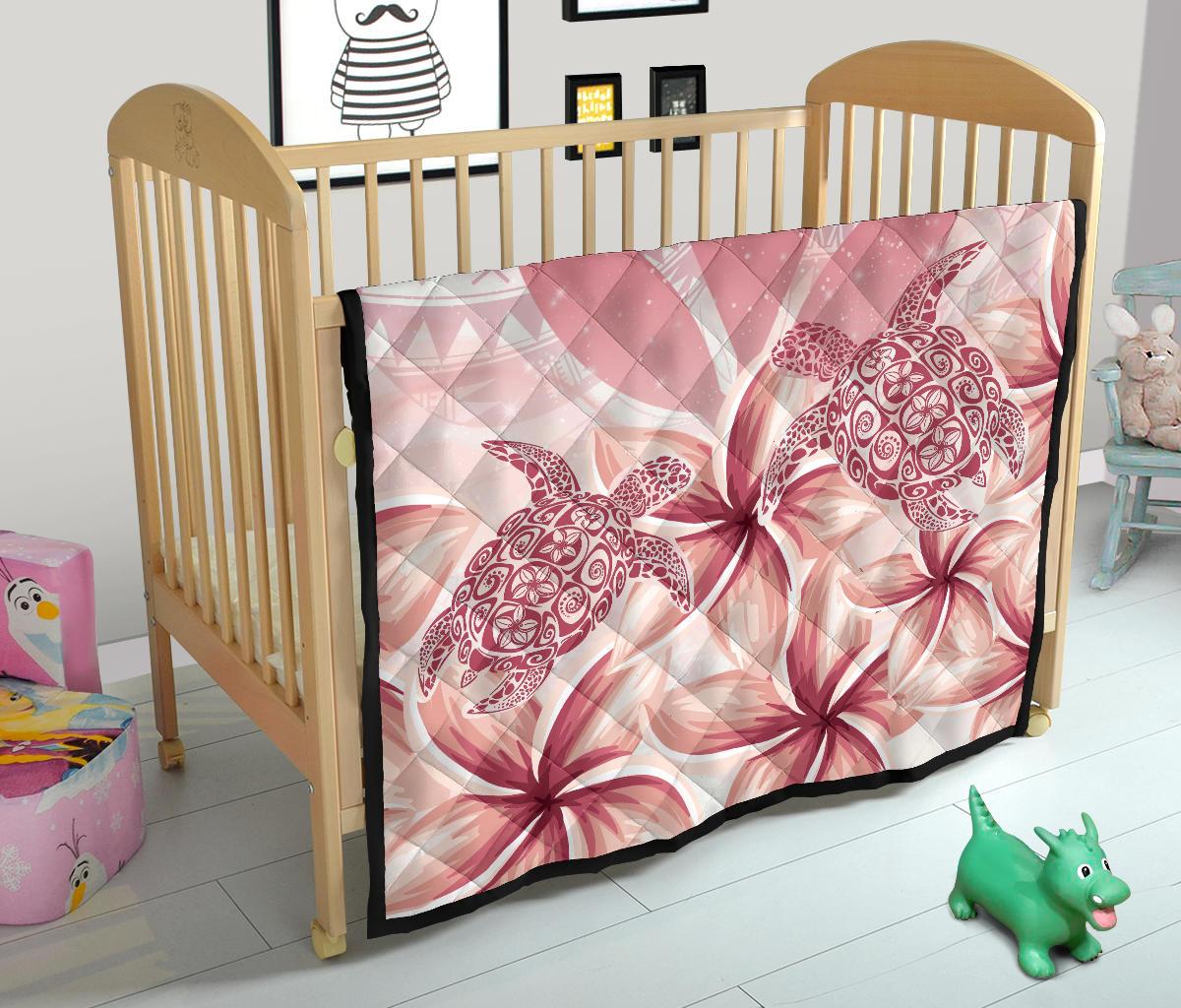 Hawaii Turtle Kanaka Plumeria Polynesian Pink Premium Quilt - Polynesian Pride