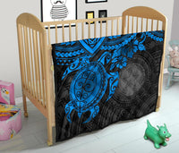 Northern Mariana Islands Polynesian Premium Quilt - Northern Mariana Islands Seal & Blue Turtle Hibiscus - Polynesian Pride