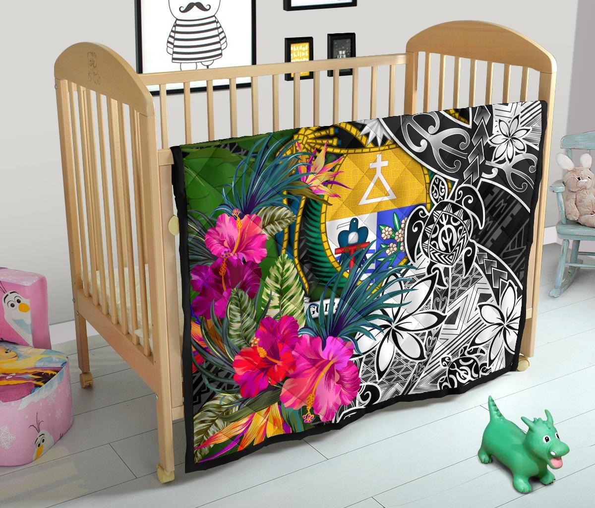 Nauru Premium Quilt - Turtle Plumeria Banana Leaf Crest - Polynesian Pride