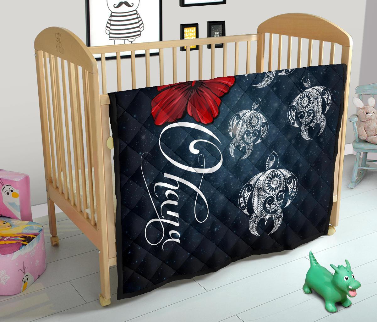 Hawaii Ohana Turtle Hibiscus Galaxy Premium Quilt - Polynesian Pride