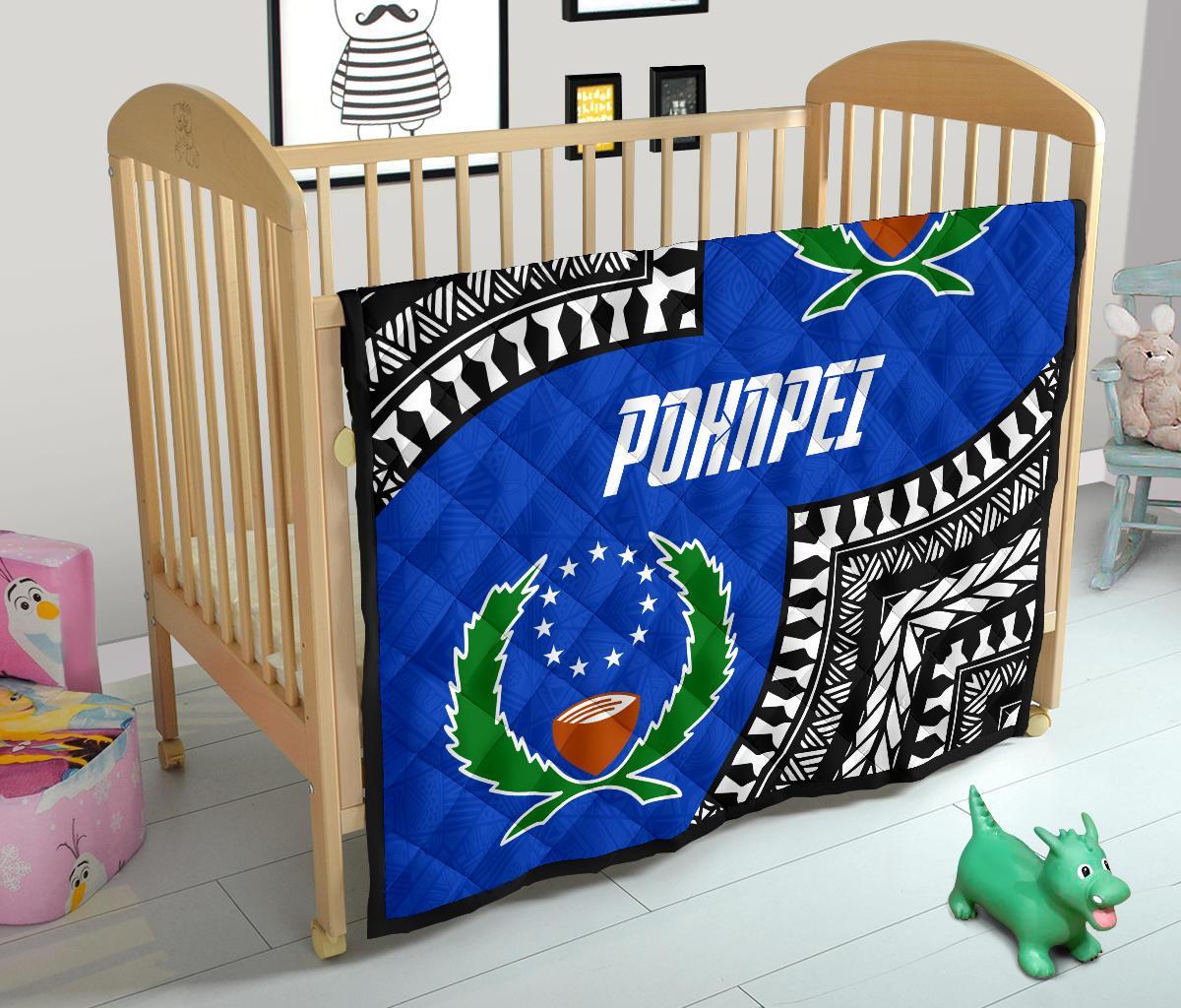 Pohnpei Premium Quilt - Pohnpei Flag Micronesian Pattern - Polynesian Pride