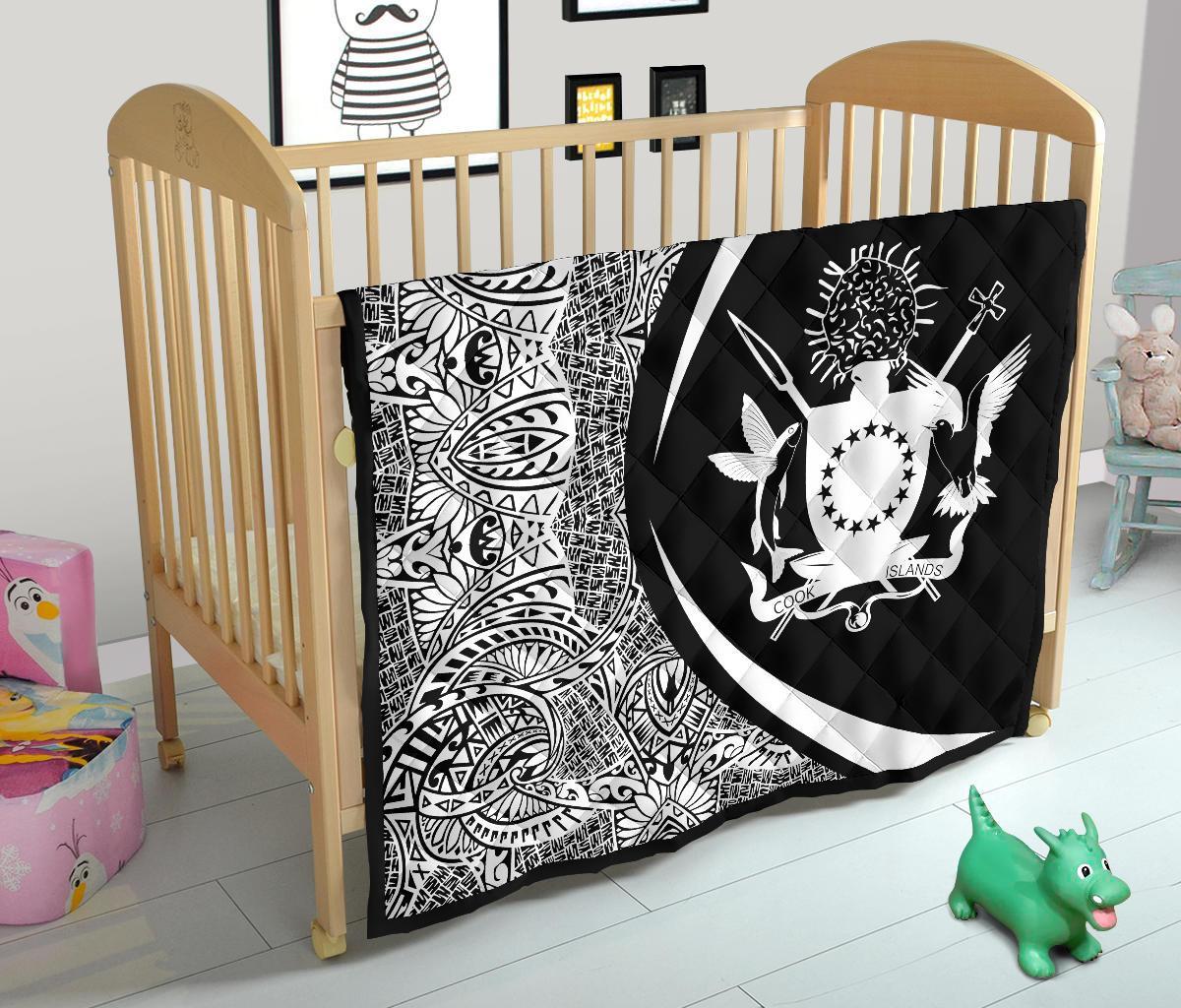 Cook Islands Coat Of Arms Polynesian Premium Quilt - Circle Style - 01 - Polynesian Pride