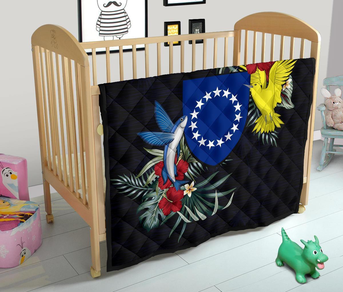 Cook Islands Hibiscus Coat Of Arms Premium Quilt - Polynesian Pride