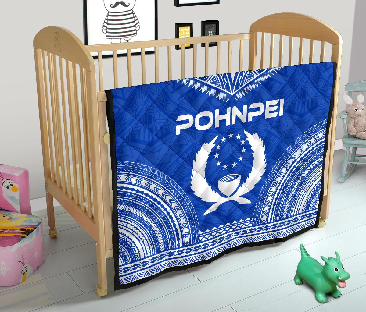 Pohnpei Premium Quilt - Pohnpie Flag Polynesian Chief Blue Version - Polynesian Pride