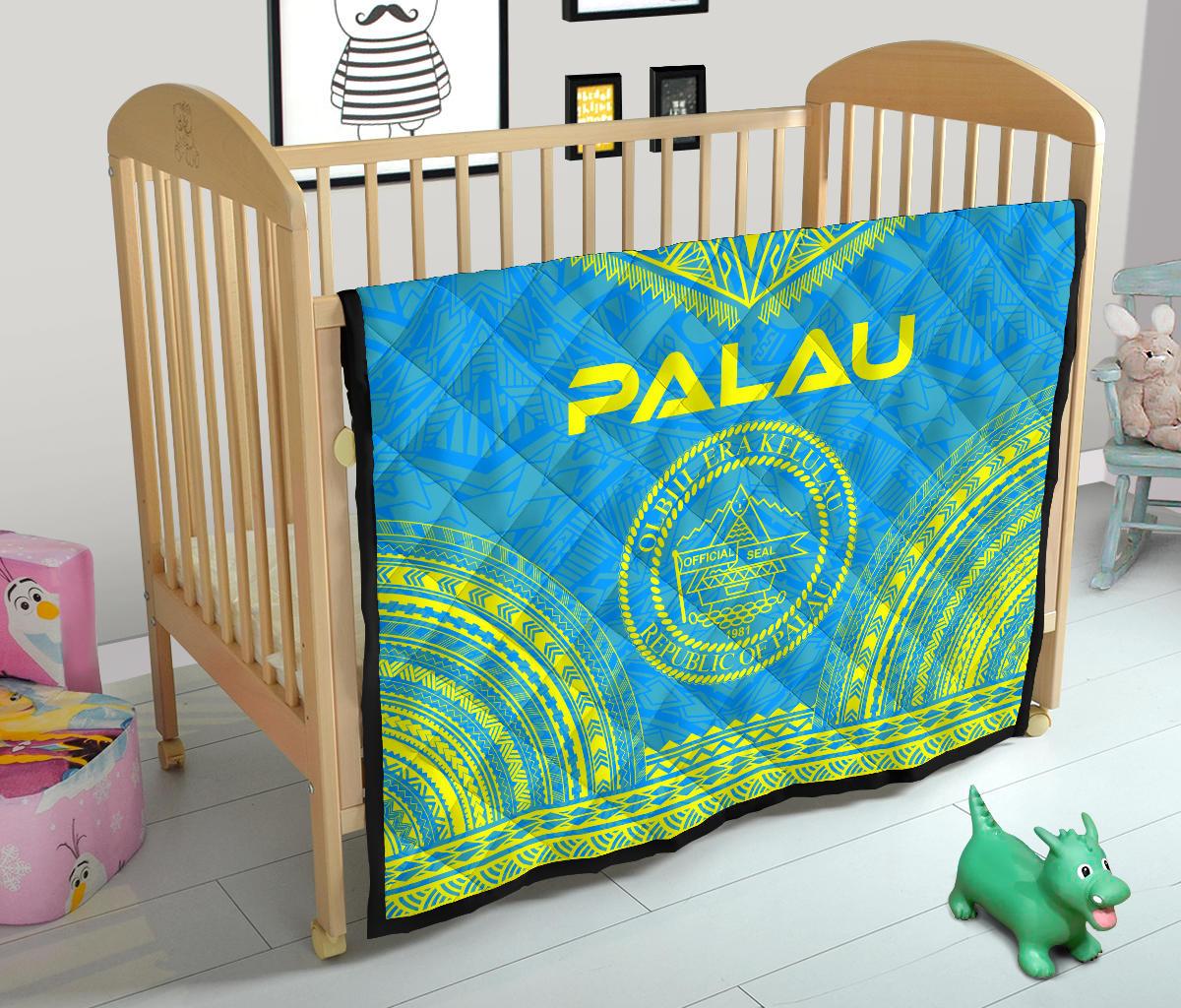Palau Premium Quilt - Palau Seal Polynesian Chief BLue Version - Polynesian Pride