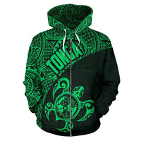 Tonga Zip up Hoodie Tonga Coat of Arms In Turtle Polynesian Tattoo 040 - Polynesian Pride