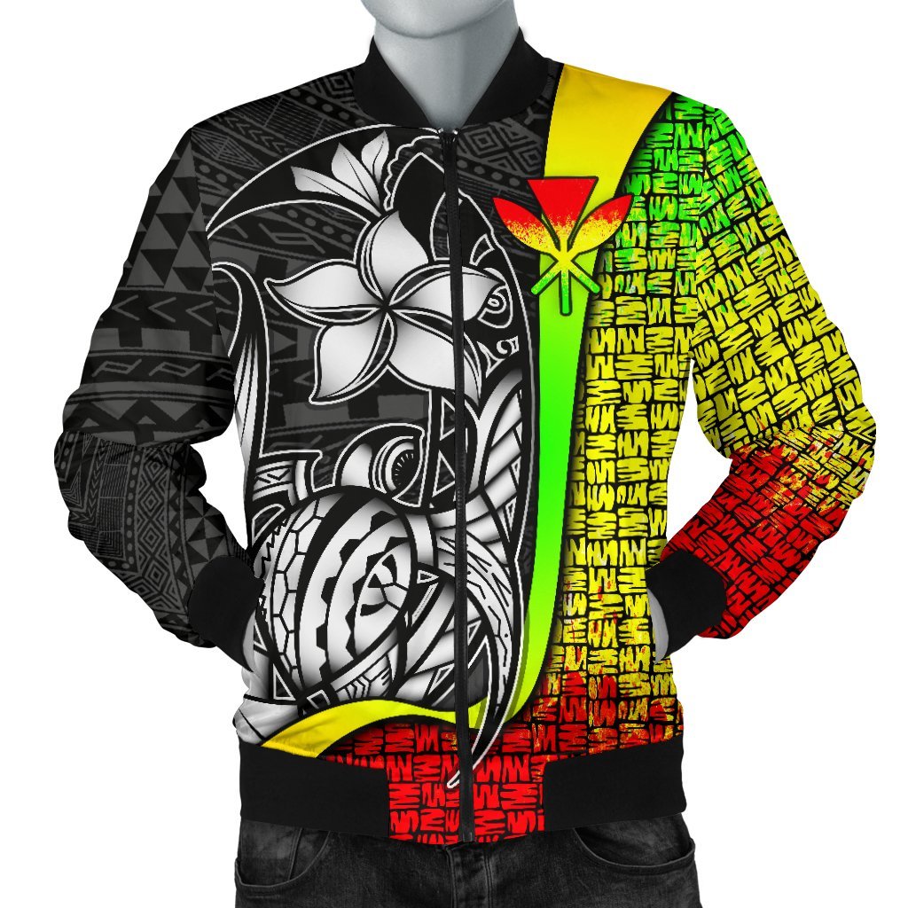 Polynesian Hawaii Men Bomber Jacket Reggae - Turtle with Hook - Polynesian Pride