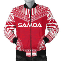 Samoa Flag Polynesian Chief Men's Bomber Jacket Red - Polynesian Pride