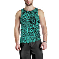 Polynesian Hawaiian Style Tribal Tattoo Turquoise Hawaii Men's Tank Top Turquoise - Polynesian Pride
