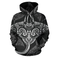 American Samoa Manta Ray Fish All Over Hoodie - Polynesian Pride
