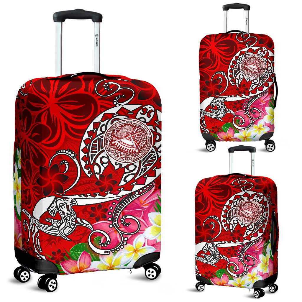 American Samoa Polynesian Luggage Covers - Turtle Plumeria (Red) - Polynesian Pride