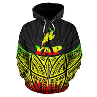 Yap Polynesian Zip up Hoodie Reggae Pride Map and Seal - Polynesian Pride