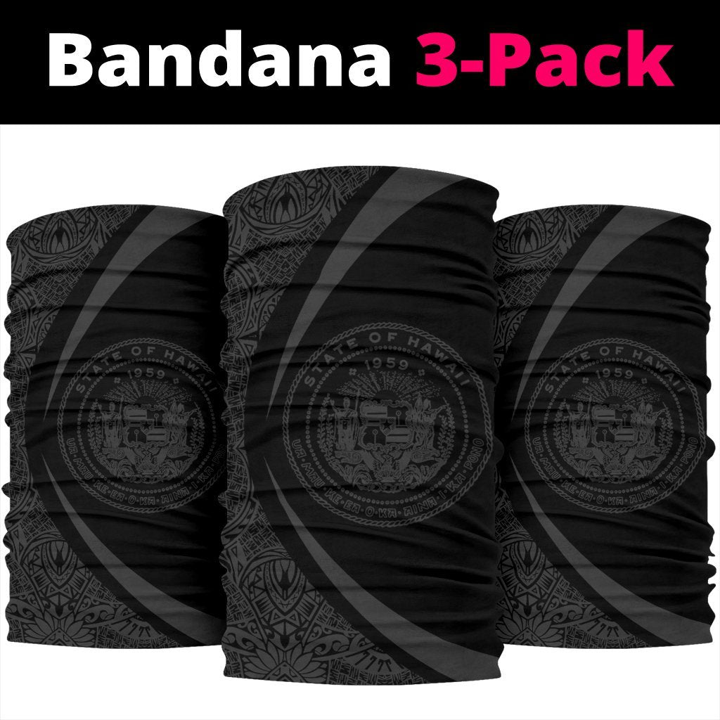 Hawaiian Bandana Coat Of Arm Polynesian Bandana 3-Pack - Circle Style Gray - Polynesian Pride