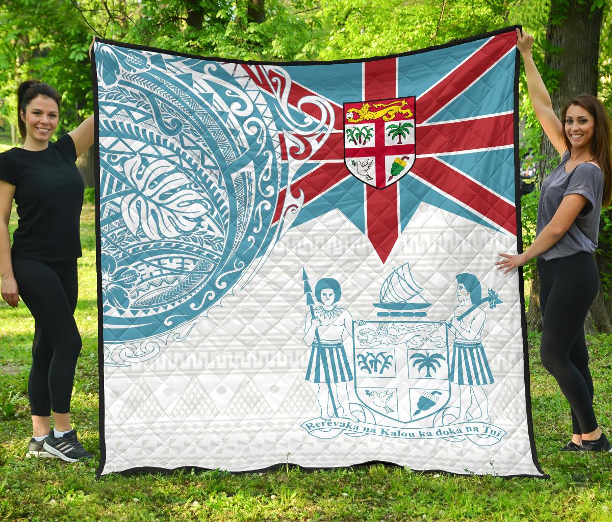 Fiji Polynesian Premium Quilt - Fiji Flag Fiji Flag with Coat of Arms - Polynesian Pride