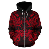 Federated States of Micronesian All Over Zip up Hoodie Map Red - Polynesian Pride