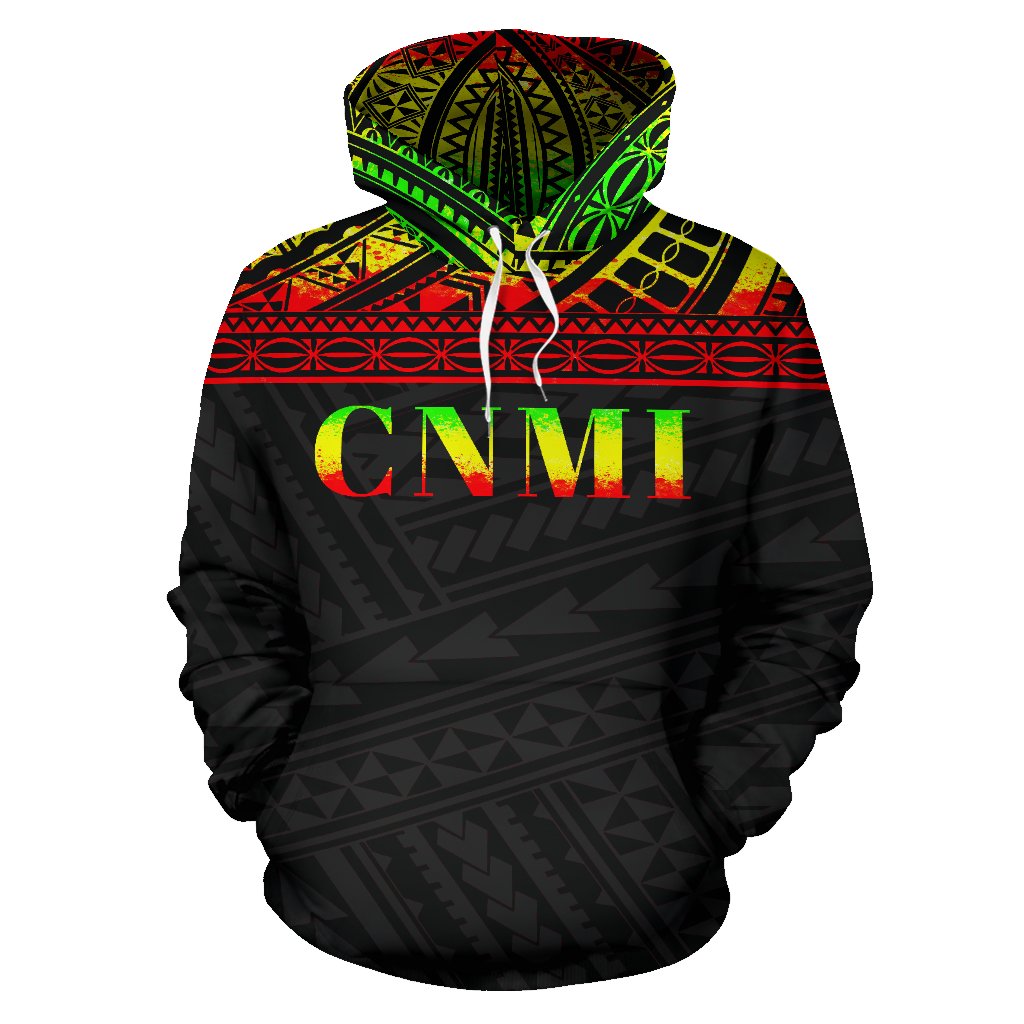 Northern Mariana Islands Polynesian All Over Hoodie Reggae Horizontal Version - Polynesian Pride