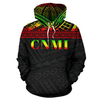 Northern Mariana Islands Polynesian All Over Hoodie Reggae Horizontal Version - Polynesian Pride