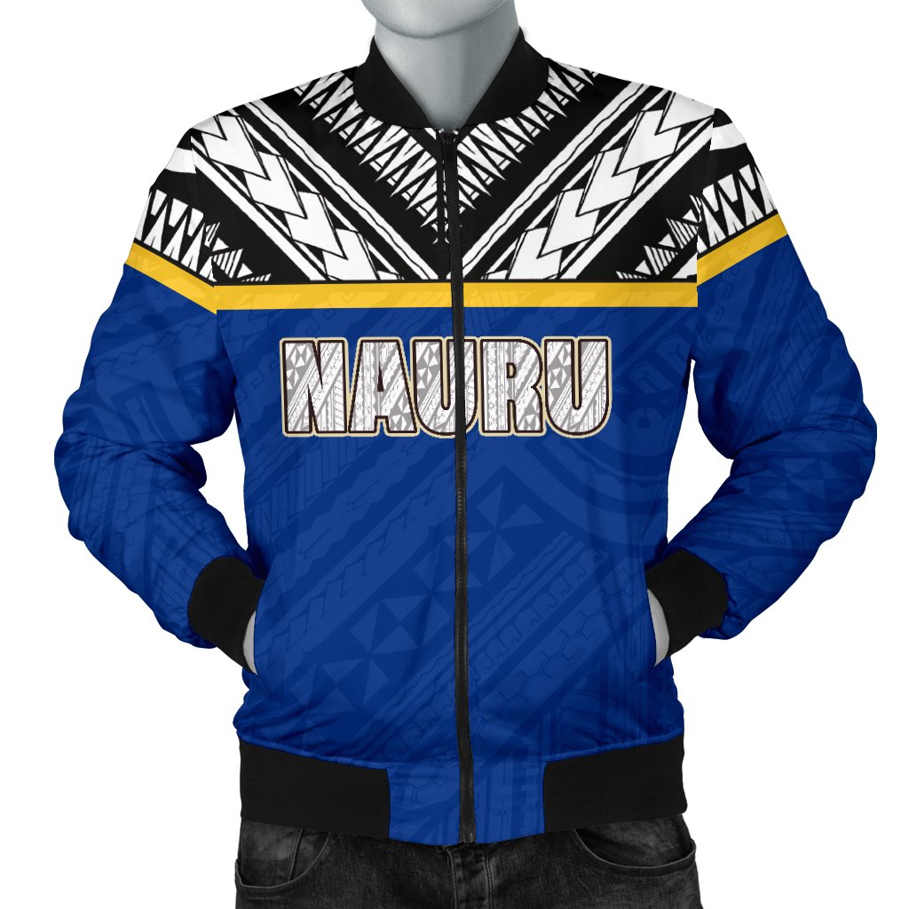 Nauru Men's Bomber Jacket - Polynesian Design Black - Polynesian Pride