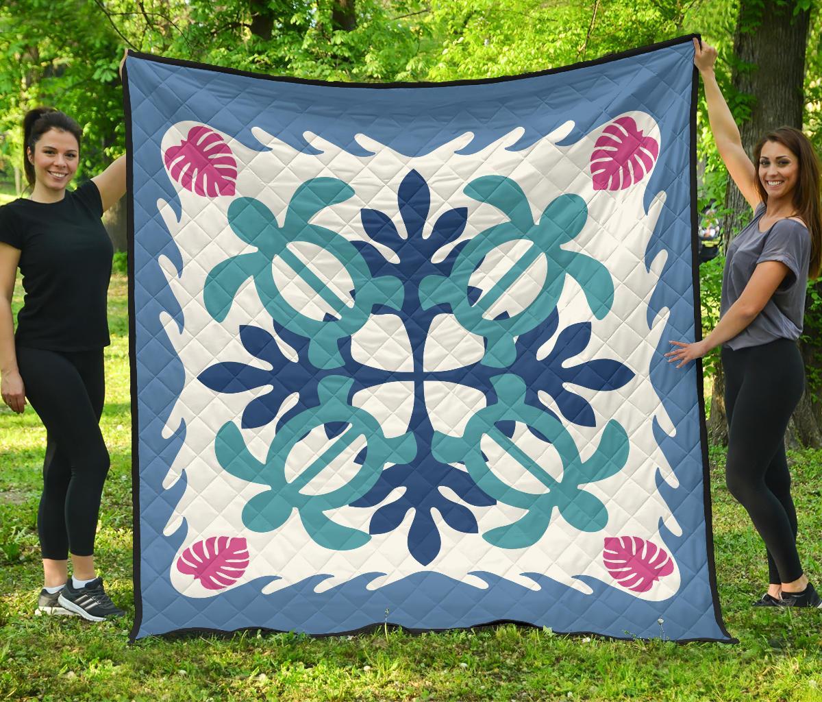 Hawaiian Turtle Pattern Premium Quilt - Pastel - Argu Style - AH Pastel - Polynesian Pride