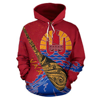 Tahiti All Over Hoodie Vaa Style - Polynesian Pride