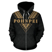 Pohnpei All Over Zip up Hoodie Gold Sailor Style - Polynesian Pride
