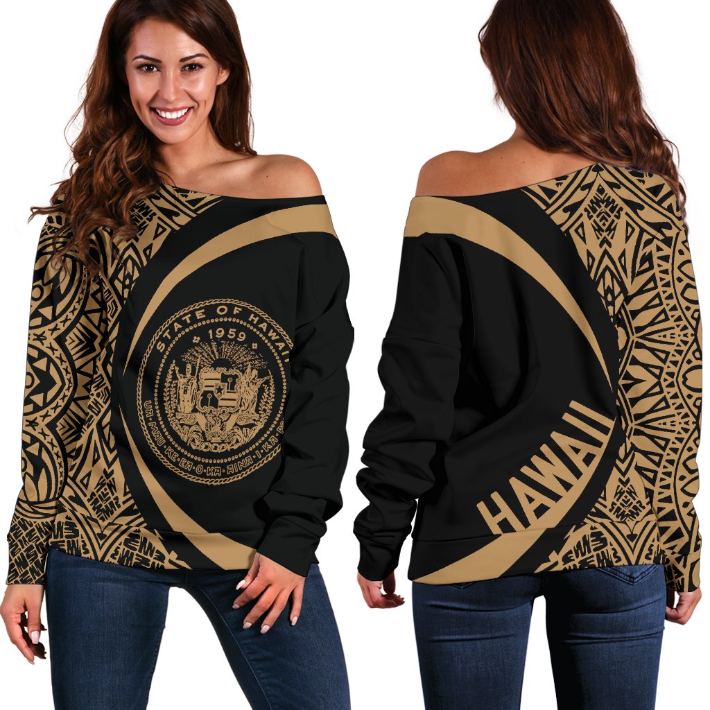 Hawaii Polynesian Women's Off Shoulder Sweater 07 White - Polynesian Pride