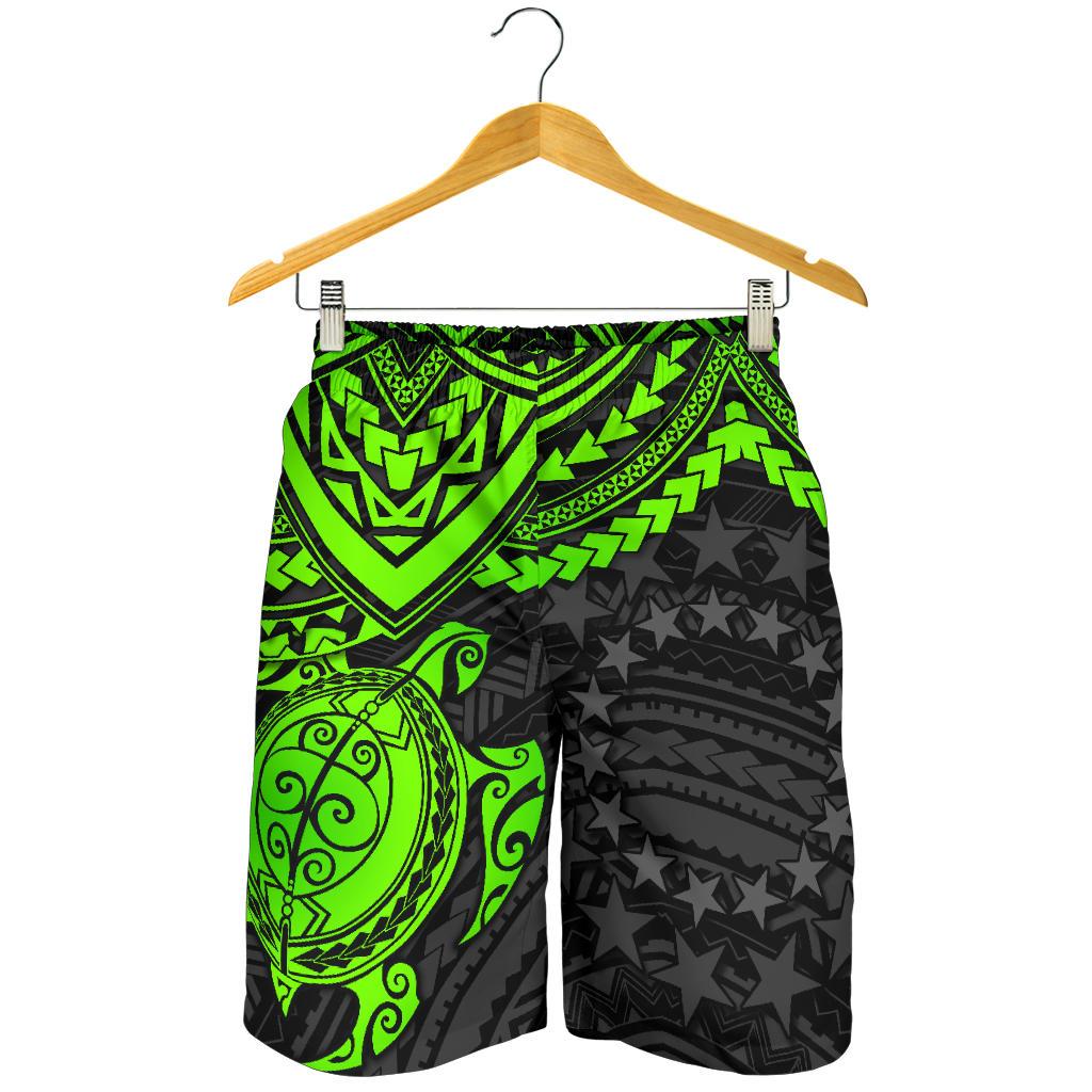 Cook Islands Polynesian Men's Shorts - Green Turtle - Polynesian Pride