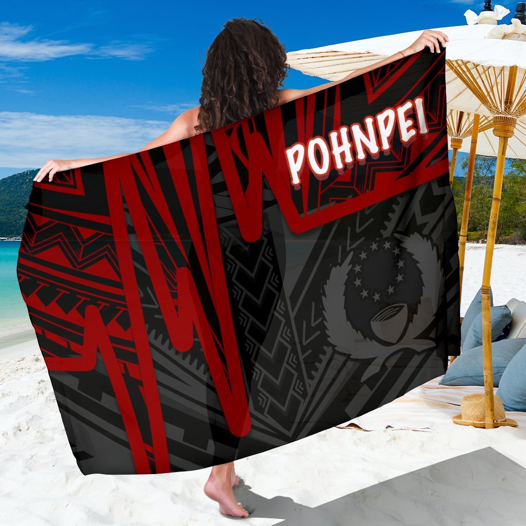 Pohnpei Sarong - Pohnpei Seal In Heartbeat Patterns Style (Red) One Style One Size Red - Polynesian Pride